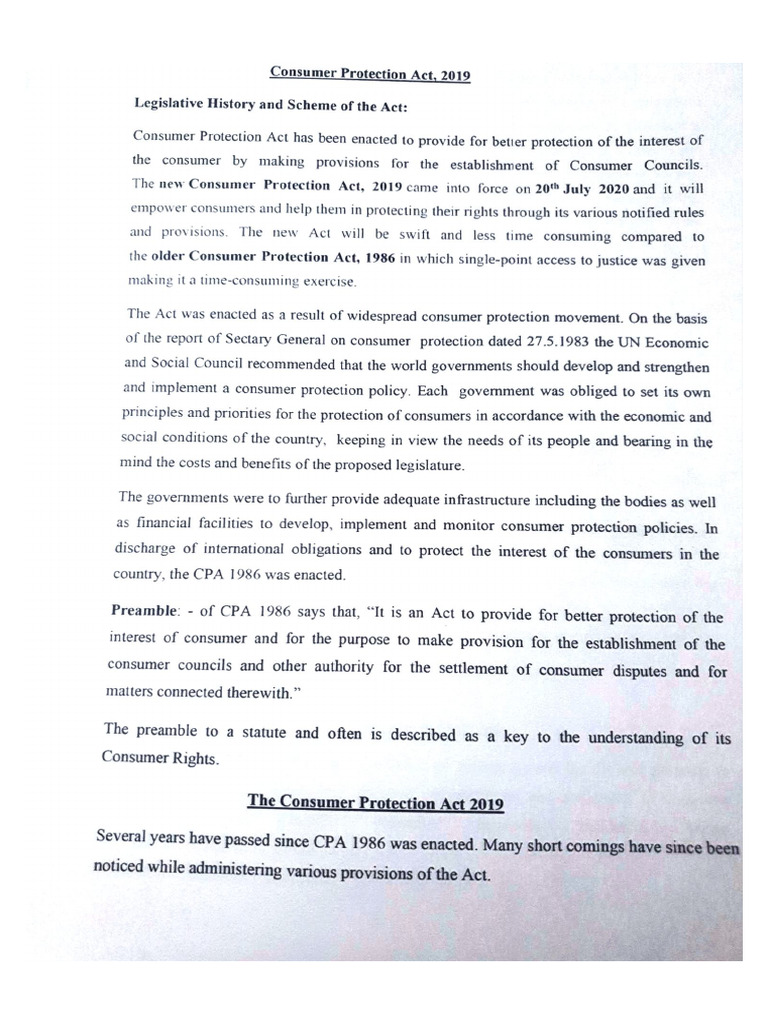 Consumer Protection Act Notes | PDF