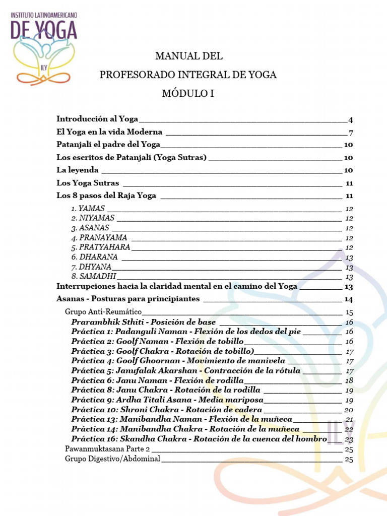 Manual Del Profesorado Integral de Yoga Módulo 1 | PDF | Patanjali | Yoga