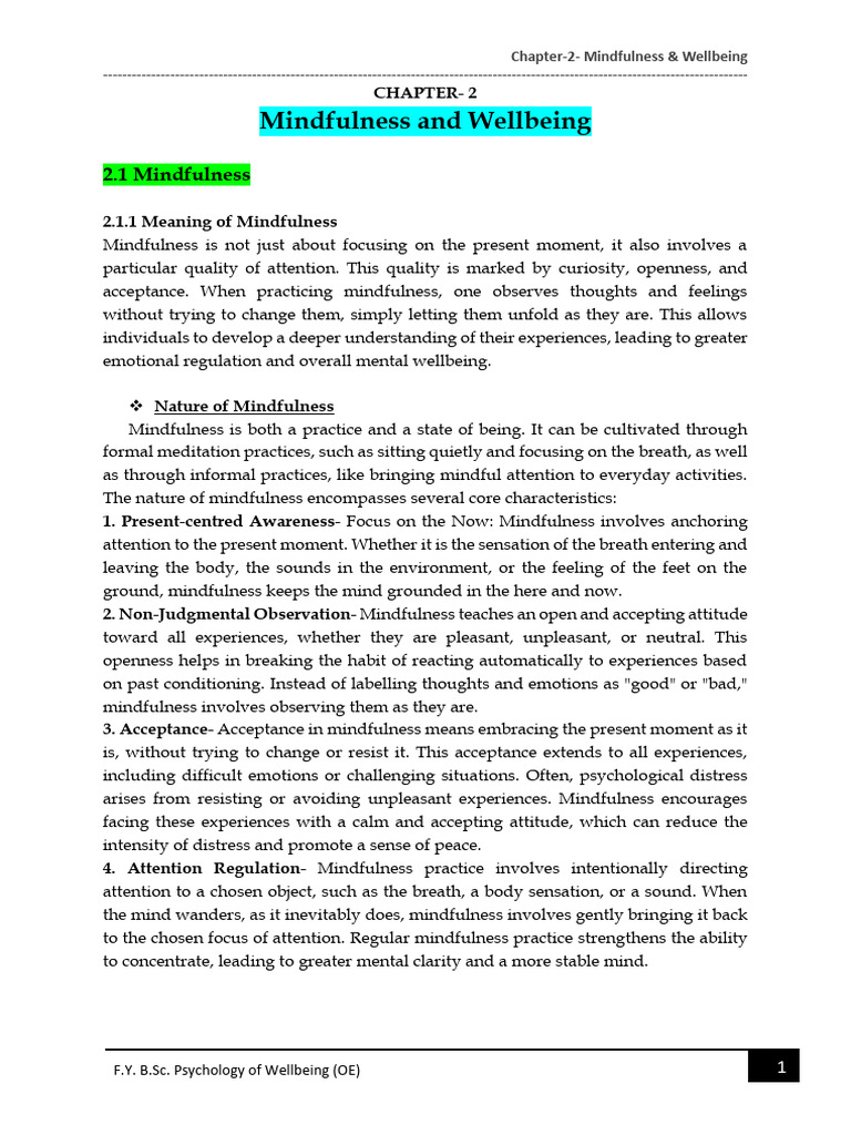 Chapter-2 - Mindfulness & Wellbeing | PDF