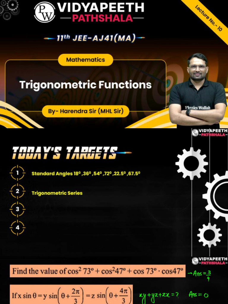 Trigonometric Functions - 10 Class Notes | PDF