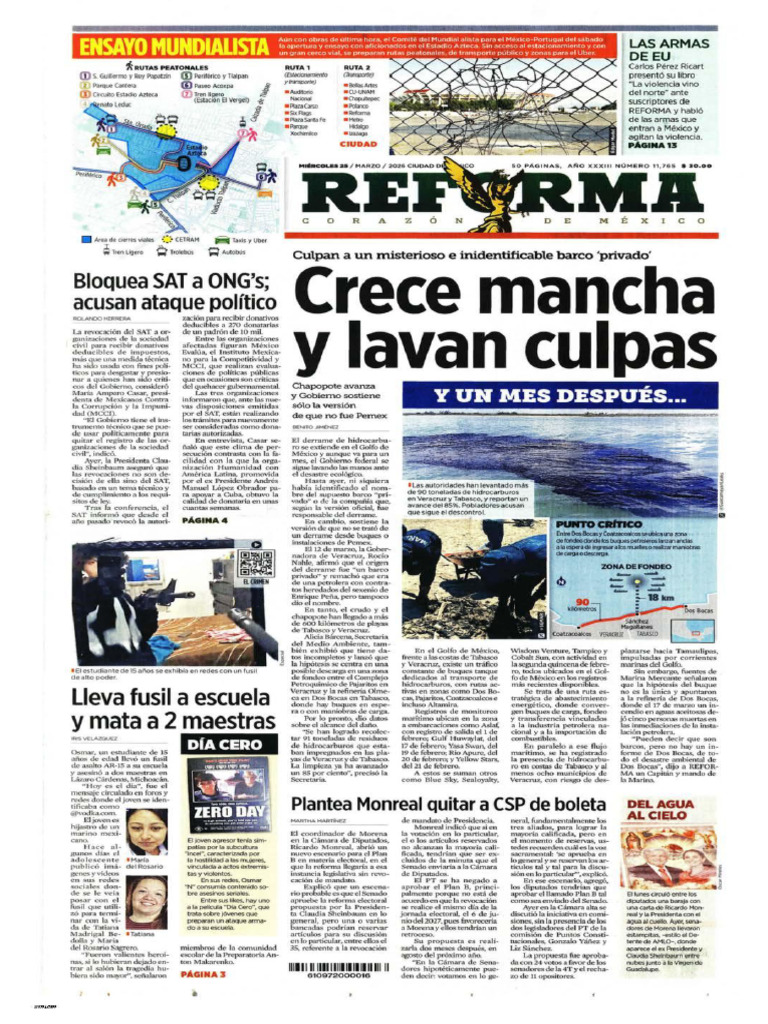 Primeras Planas Miércoles 25032026 Sociedad Noticias | PDF