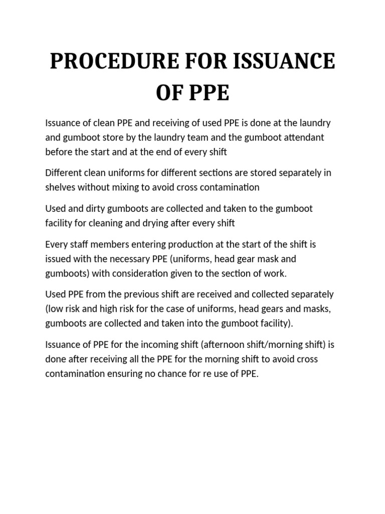 Procedure For Issuance of Ppe | PDF