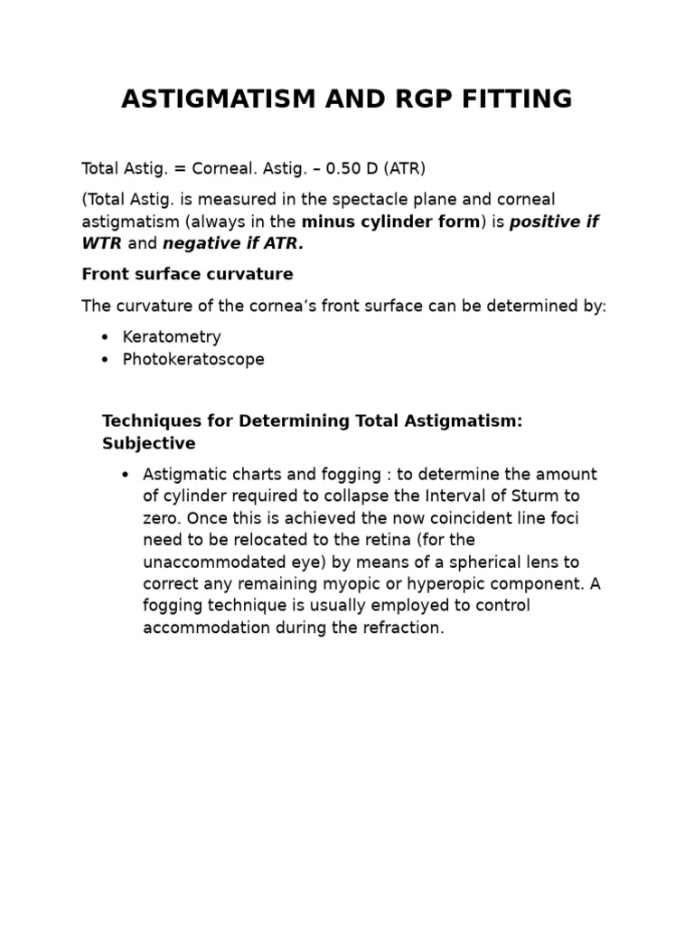 Astigmatism and RGP Fitting | PDF