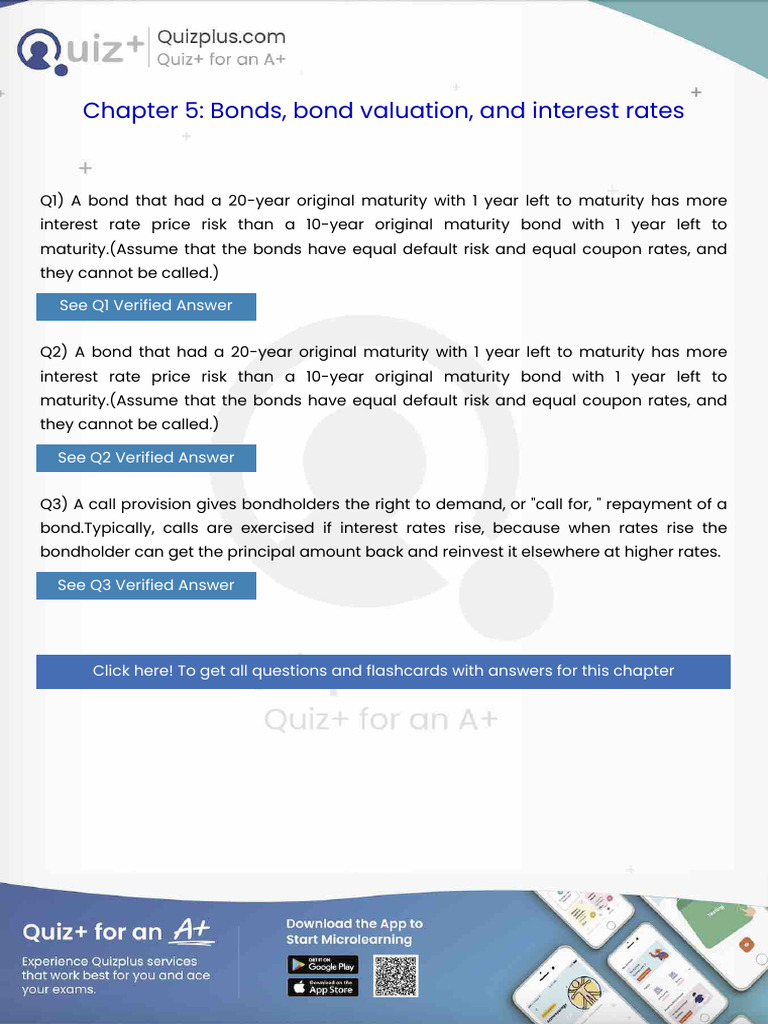 11A Bond That Had A 20year Original Maturity With 1 Year Left To ...