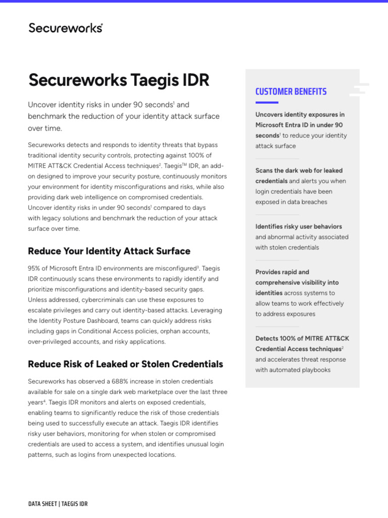Secureworks Taegis Idr Datasheet | PDF