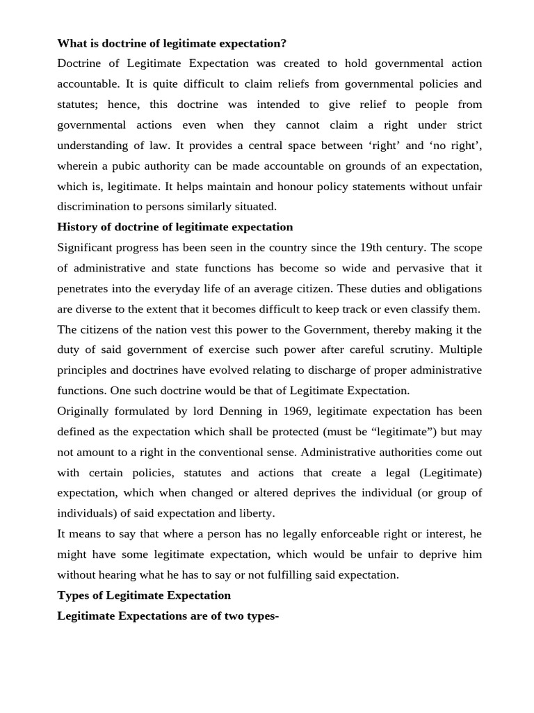Doctrine of Legitimate Expectations | PDF | Political Law | Governance