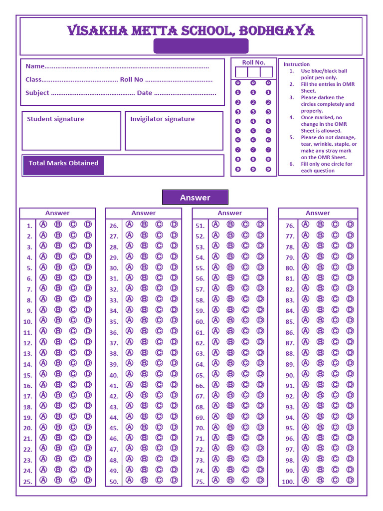 OMR Answer Sheet | PDF | Chess Theory | Chess