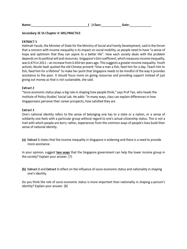 Chapter 4 SS SRQ Practice Student | PDF