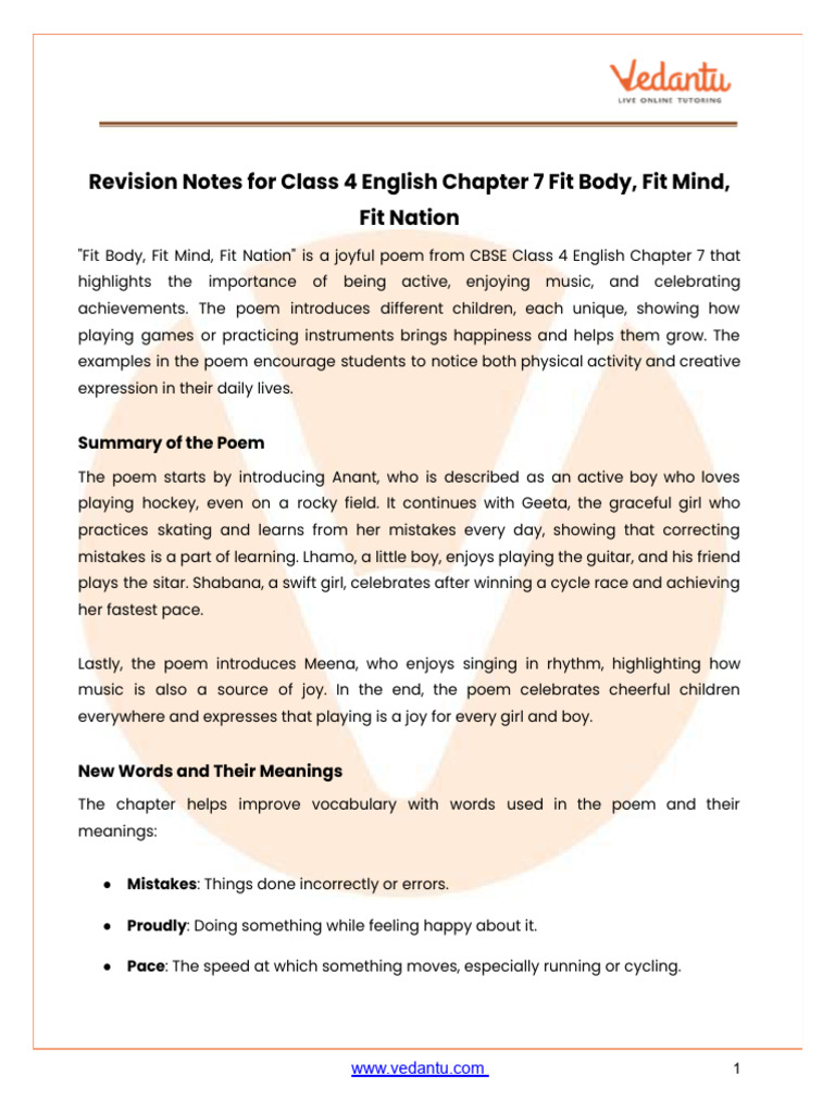 CBSE Notes Class 4 English Chapter 7 by Me | PDF