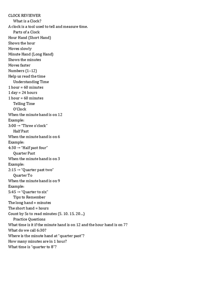 About Clock Notes | PDF