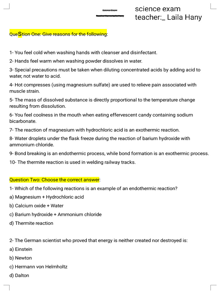 Science Exam | PDF