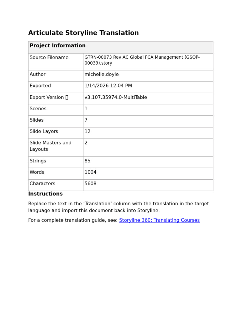 Gtrn-00073 Revac Global Fca Gsop-00039) Quiz Translate | PDF
