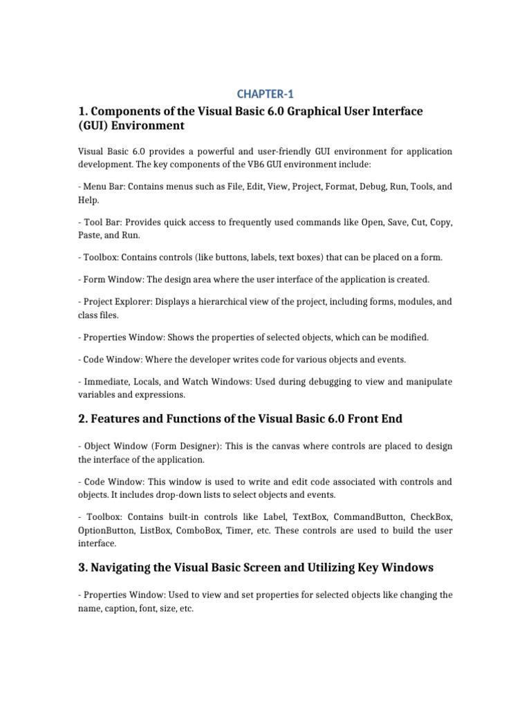 Chapter-1 Notes Vb6 | PDF