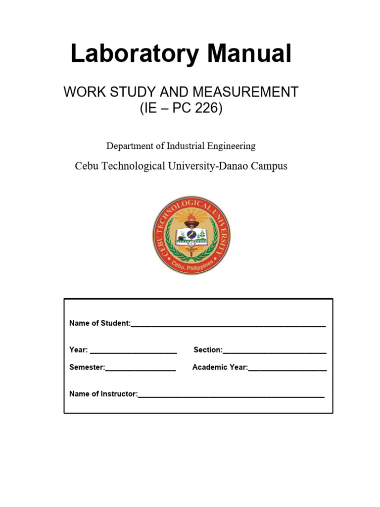 Laboratory Manual Work Study Measurement | PDF
