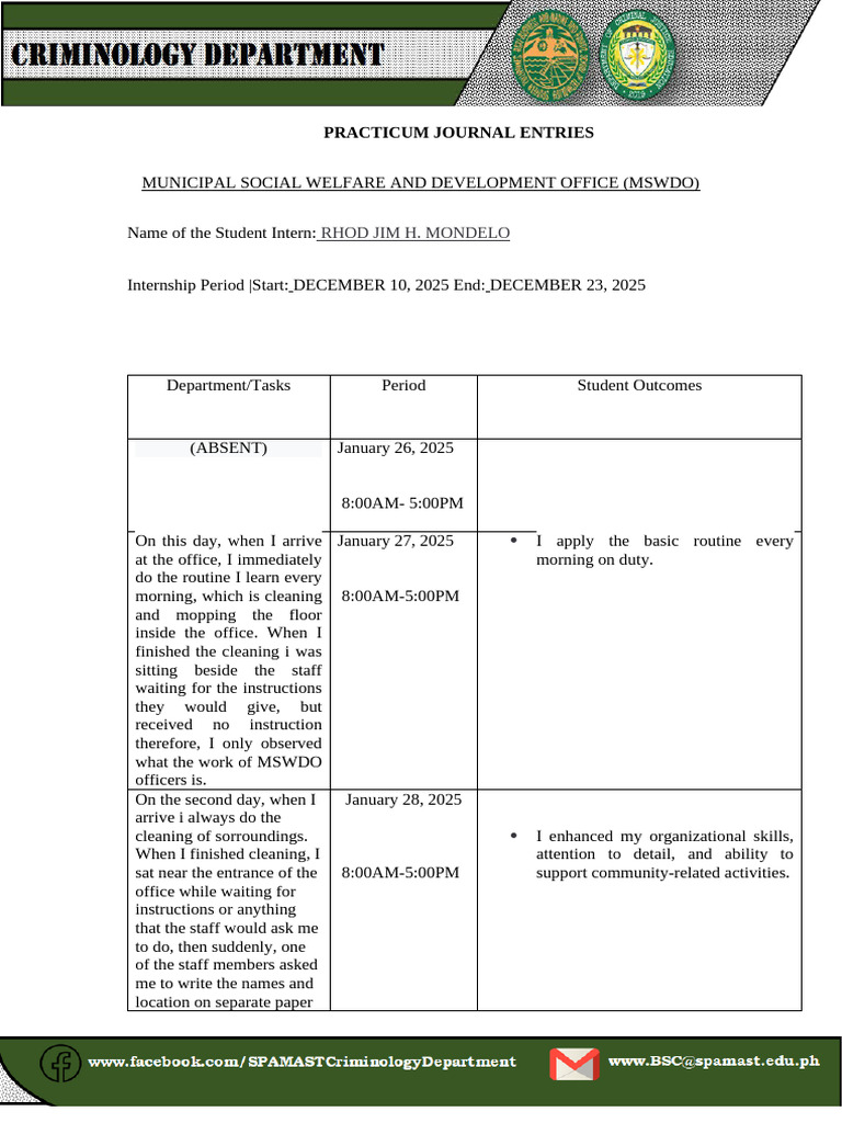 RJ Journal Mswdo BAGO | PDF