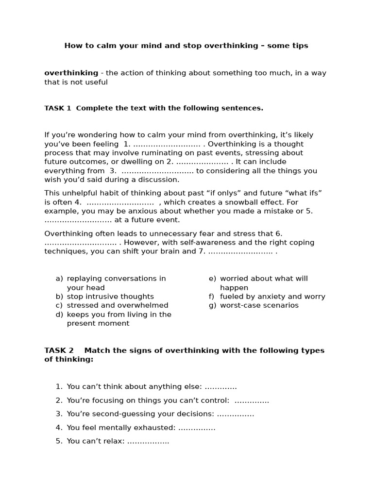 Overthinking | PDF