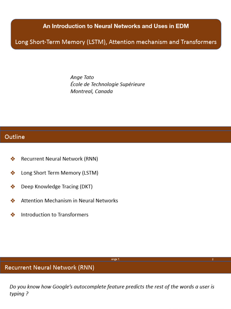 LSTM Attention Transformers - Tutorial | PDF