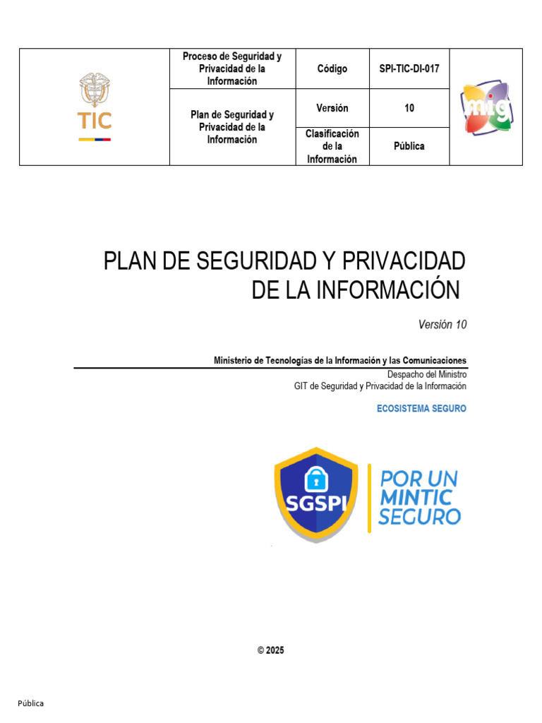 Articles-135830 Plan de Seguridad y Privacidad de La Informacion 2025 | PDF