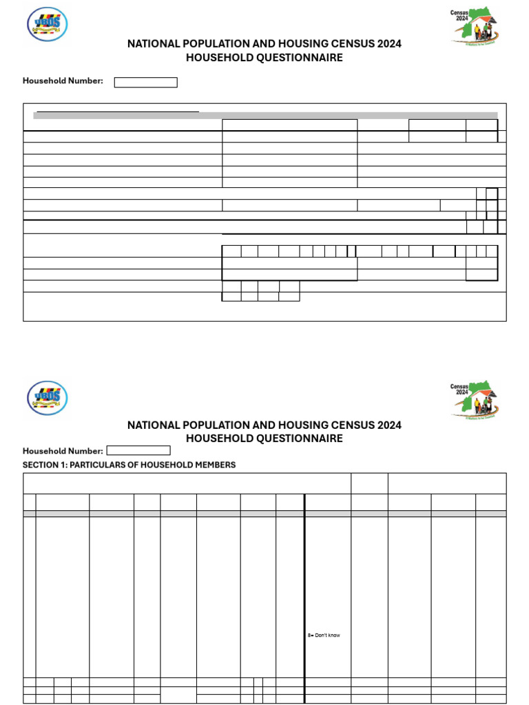2024 - Uganda Census Household Questionnaire | PDF