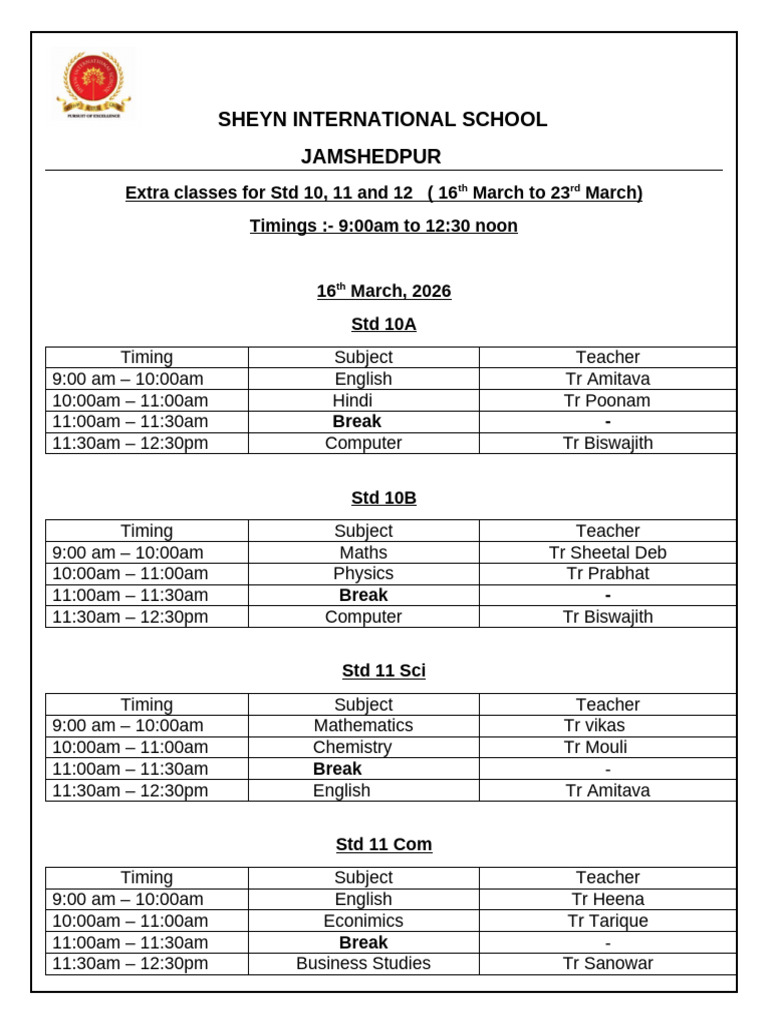 Extra Classes | PDF