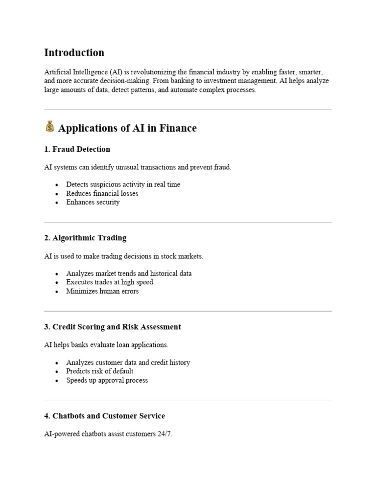 Artificial Intelligence in Finance | PDF
