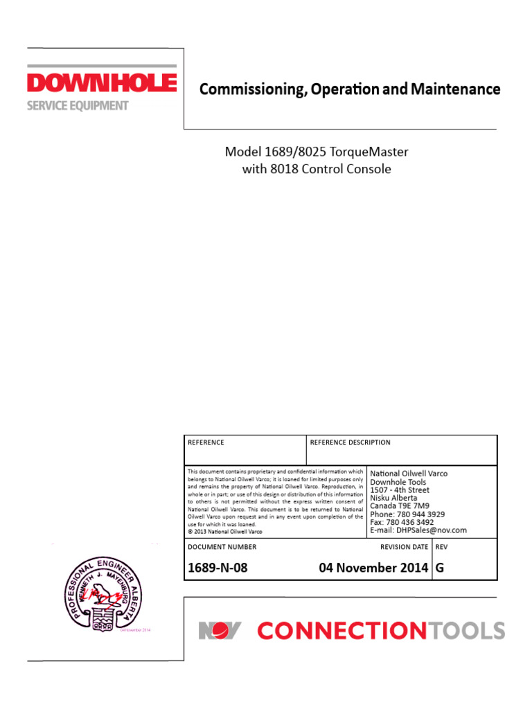 NOV TORQUEMASTER 1689 8018 Manual PDF | PDF