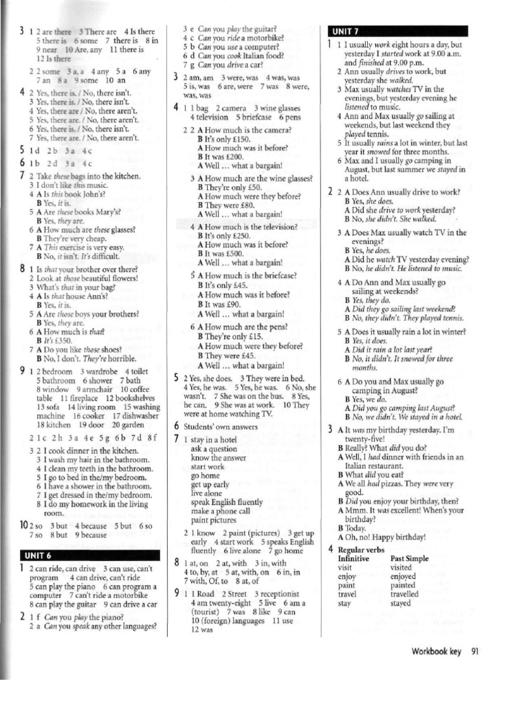 Grammar Simple Past Key | PDF