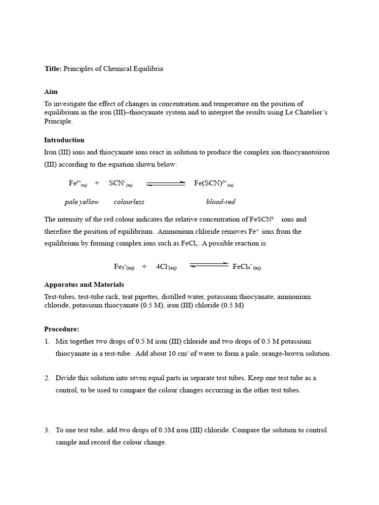 Expt Le Chateliers Principle | PDF