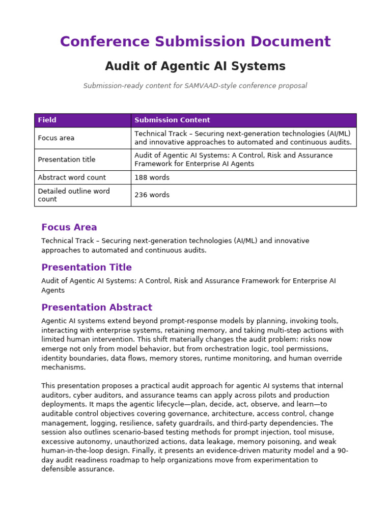 Agentic AI Audit Submission Content | PDF