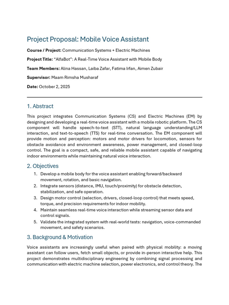 Real-Time Voice Assistant - Mobile Body Proposal (Communication Systems ...