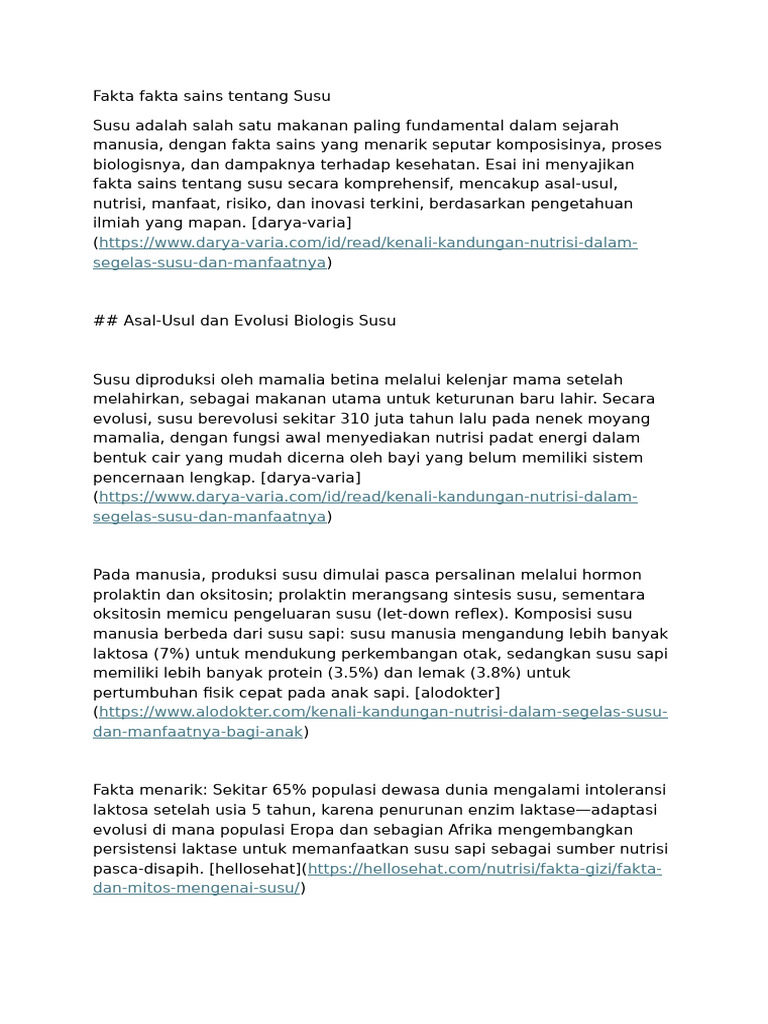 Fakta Fakta Sains Tentang Susu | PDF