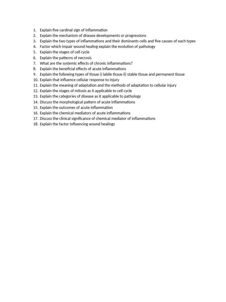 Explain Five Cardinal Sign of Inflammation | PDF