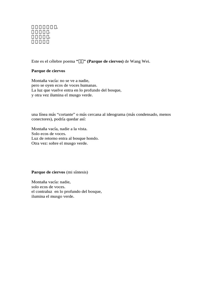 traduccion wang wei 1⿅ 柴 空 ⼭ 不 ⾒ ⼈ | PDF