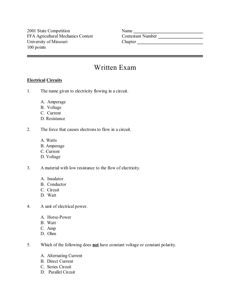 2001 Written Exam | PDF