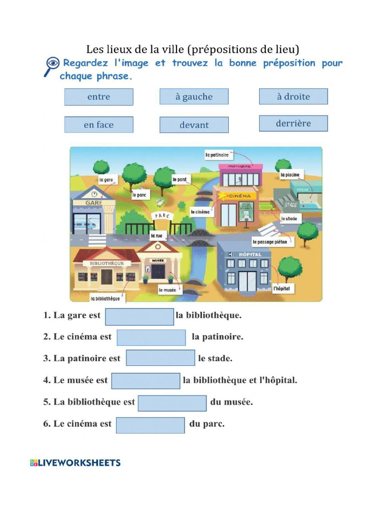 Les Lieux de La Ville (Prepositions de Lieu) | PDF