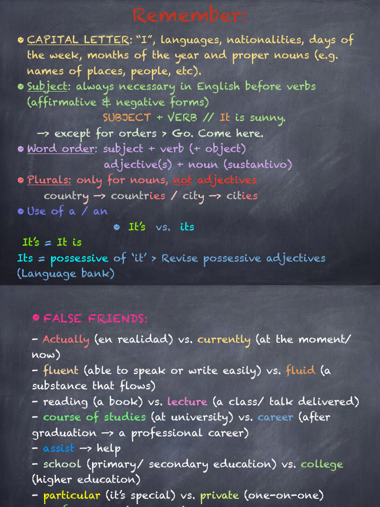 Some Basic Rules of English and False - Friends | PDF
