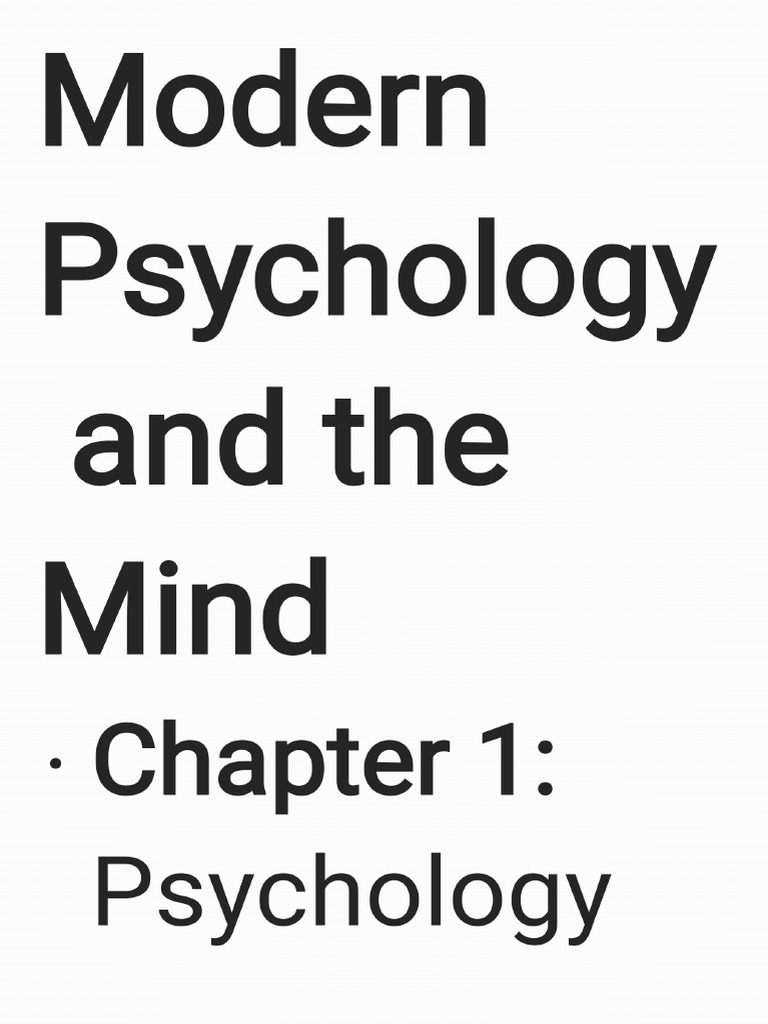Modern Psychology and The Mind | PDF