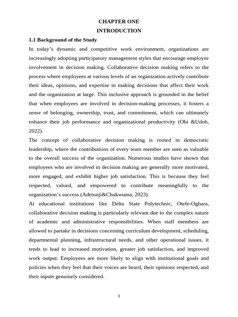 The Impact of Collaboration Decision Making On Employee's Job ...