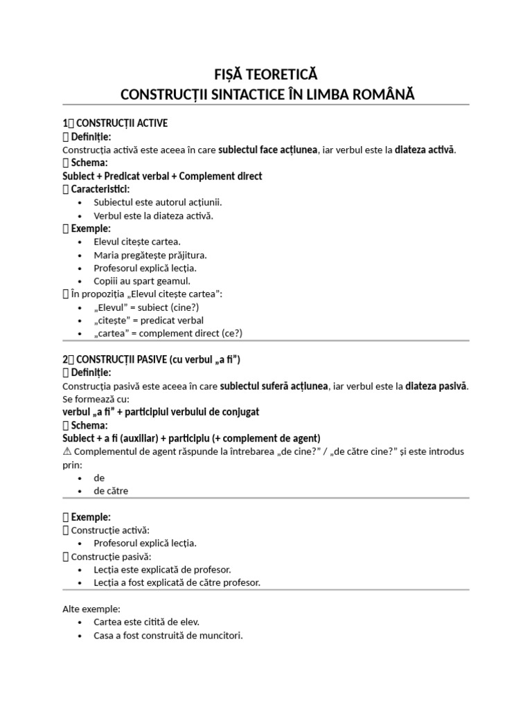 Constructii Sintactice, Teorie | PDF