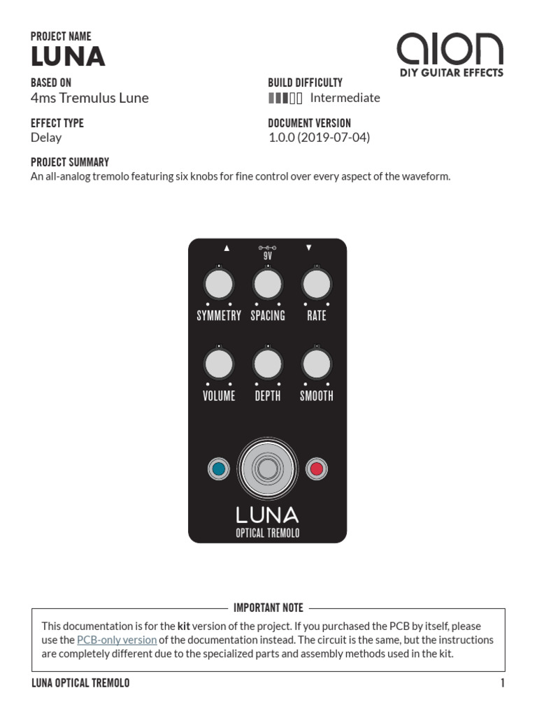 Aion Electronics Luna Kit Documentation | PDF