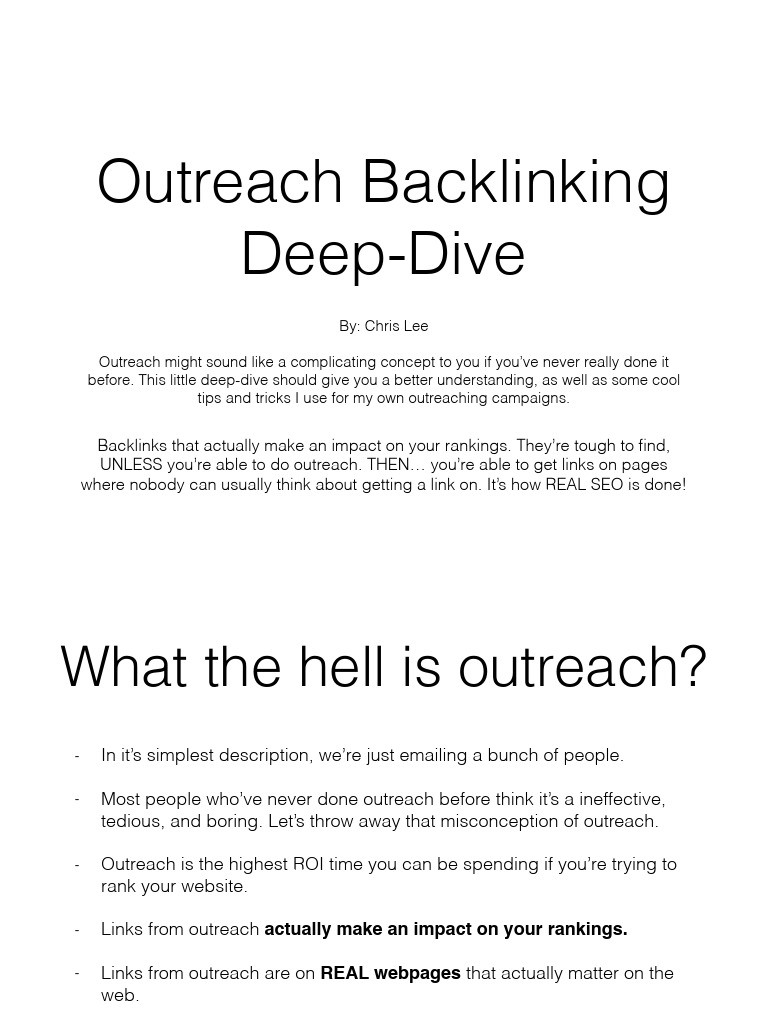 Outreach Link Building Deep-Dive | PDF