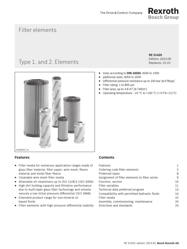 Catálogo - Elemento Filtrante Rexroth | PDF