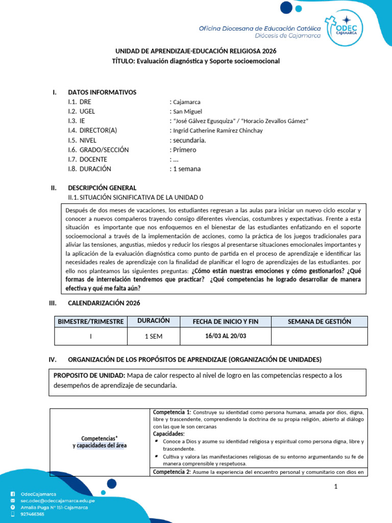 Unidad de Aprendizaje Odec | PDF