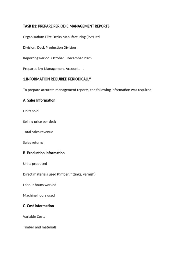 b1 Prepare Periodic Management Reports | PDF
