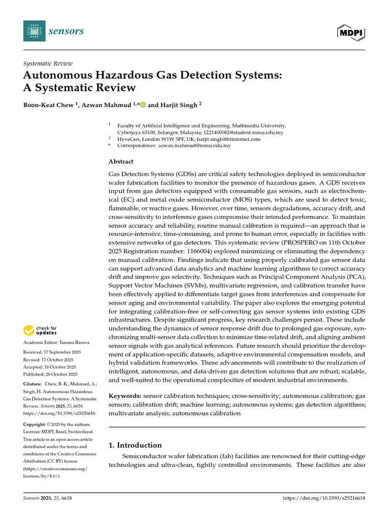 Autonomous Hazardous Gas Detection Systems - A Systematic Review | PDF