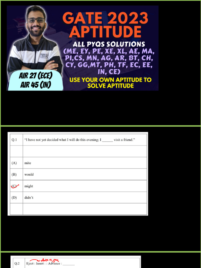 Gate 2023 - Aptitude Pyqs | PDF