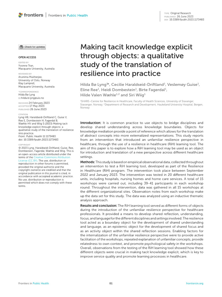 Making Tacit Knowledge | PDF