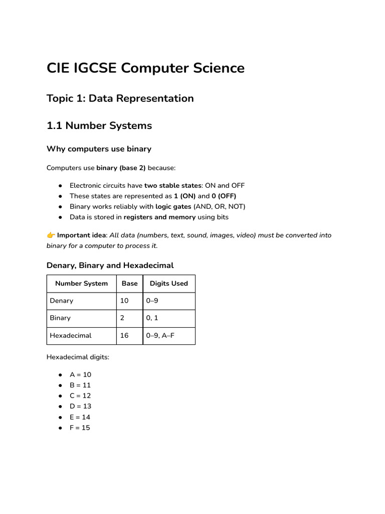 01 Data Resprensentation Igcse CS | PDF