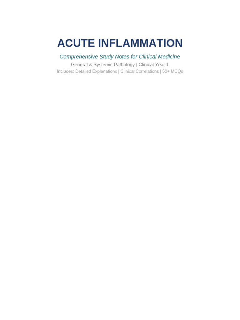 Acute Inflammation Study - Notes | PDF