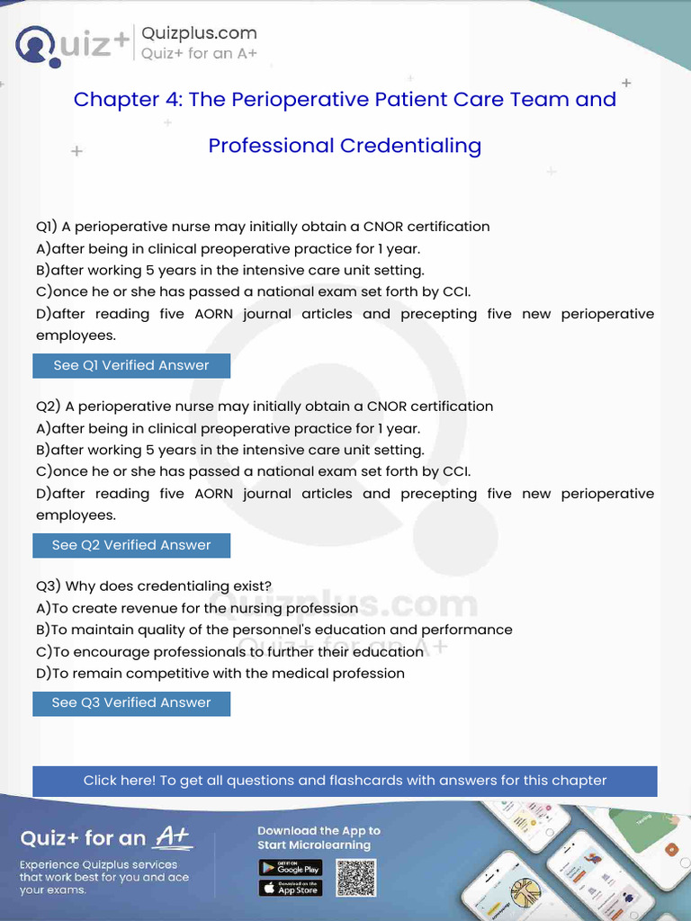 A Perioperative Nurse May Initially Obtain A Cnor Certification | PDF